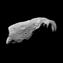 Galileo snapped this stark 1993 image of the asteroid Ida, which is pockmarked by impact craters large and small.